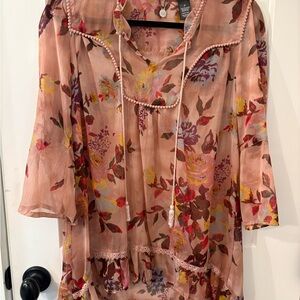 BKE Floral Blouse with Rosey Pink Hues